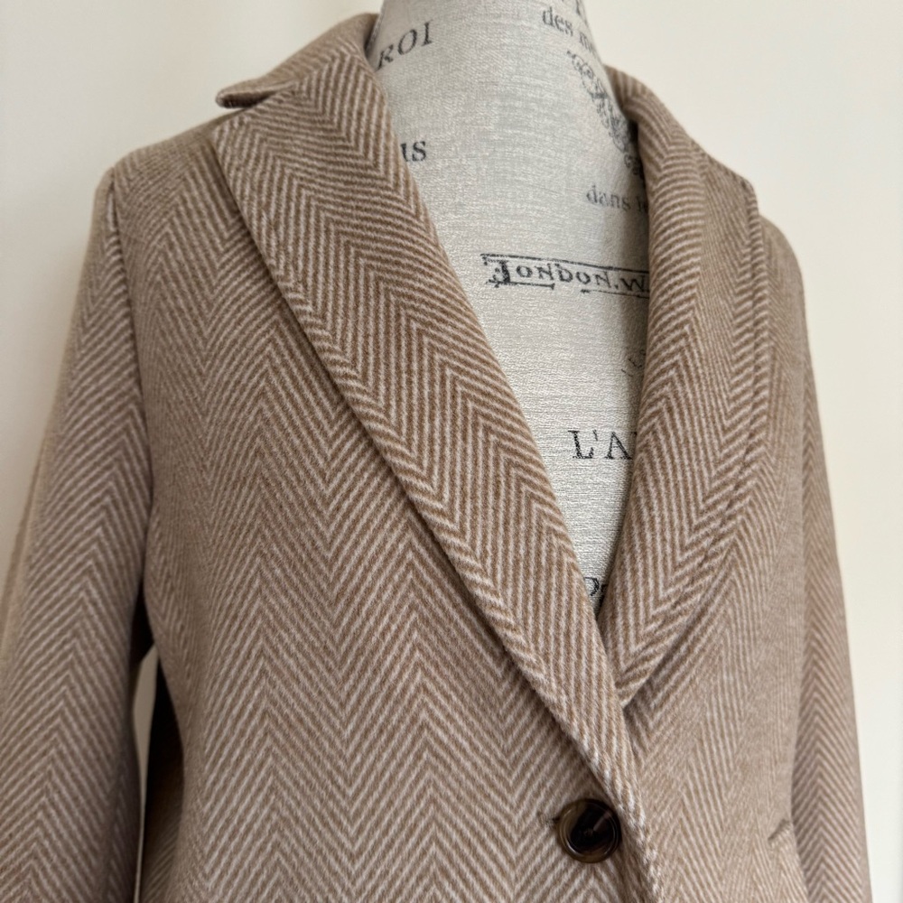J. Crew Tan Herringbone Coat
